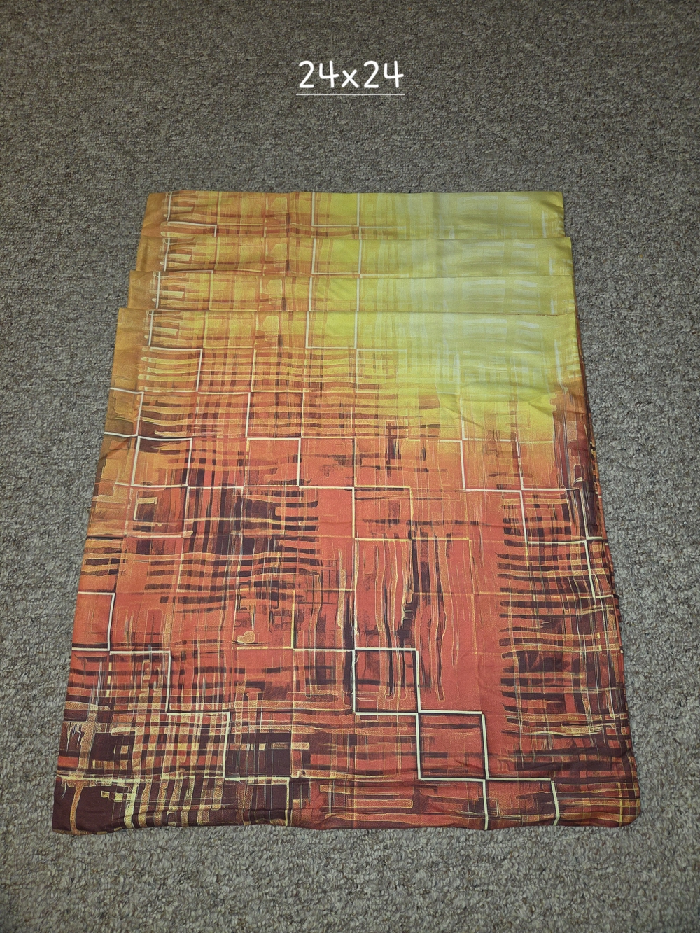 Set Of 4 Abstract Geometric Orange Yellow Throw Pillow Covers